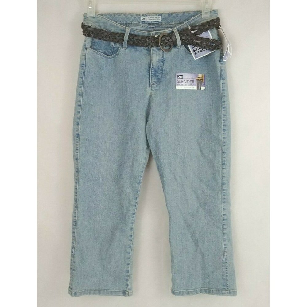 NWT Womens Lee Slender Secret Capri Stretch With Belt Size 8 Medium
